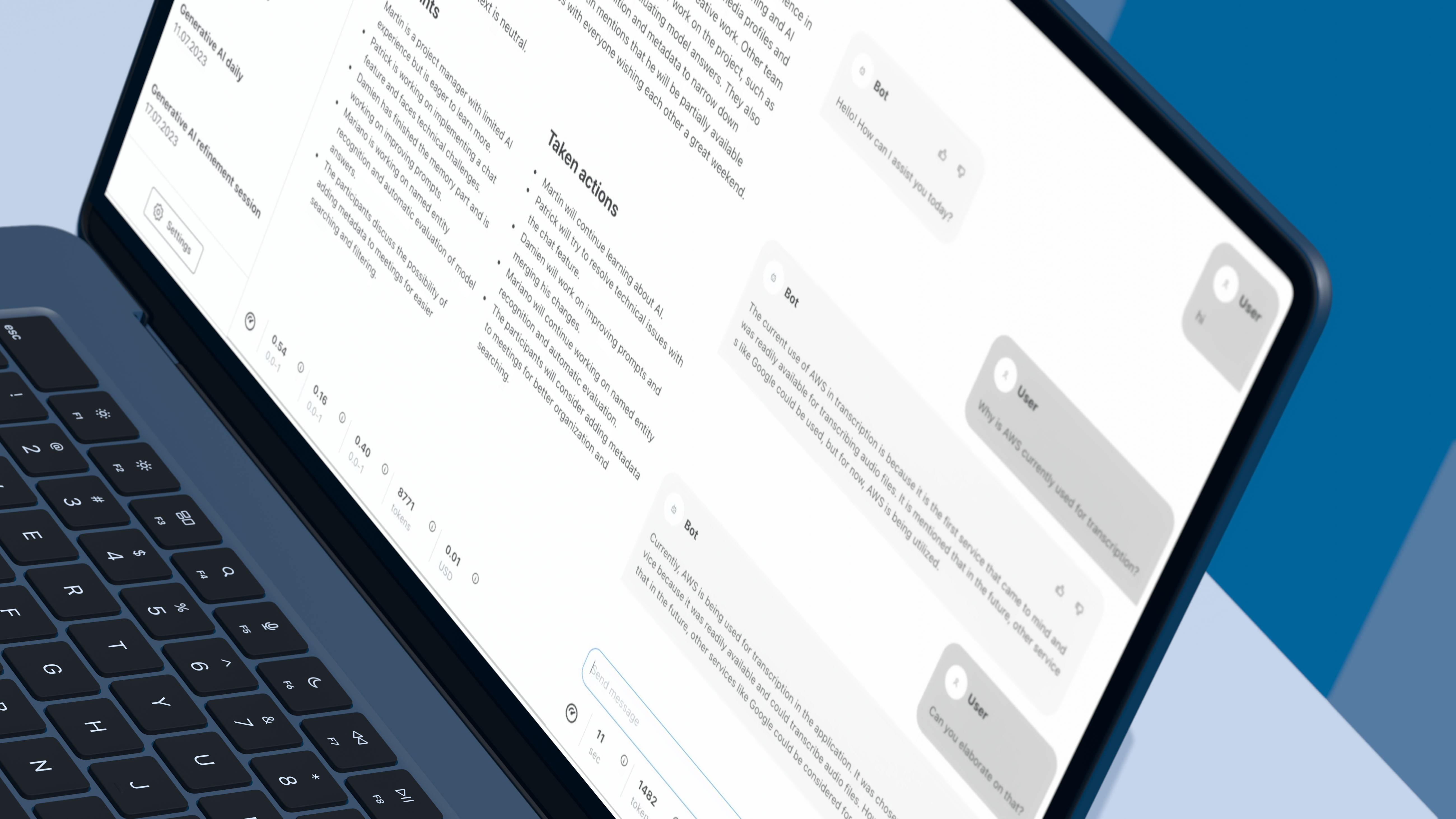 Generative AI meeting insights web app