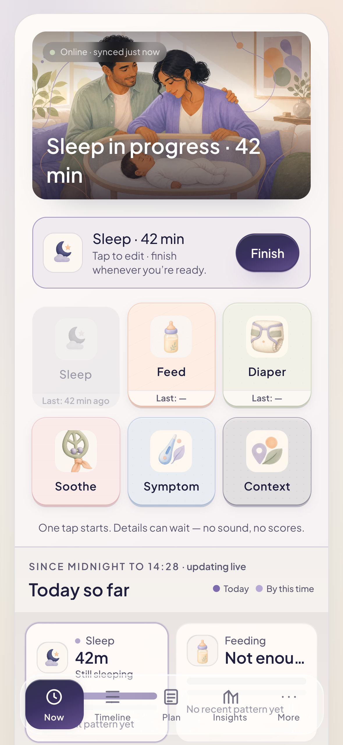 Shared infant care rhythm in a few taps for every caregiver